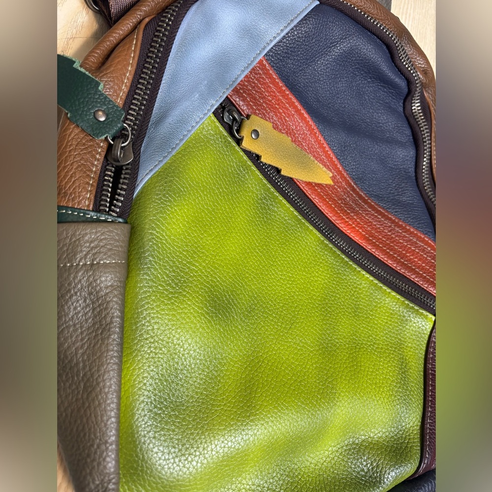 Brand New Multicolor genuine Leather Backpack - Picture 5 of 16